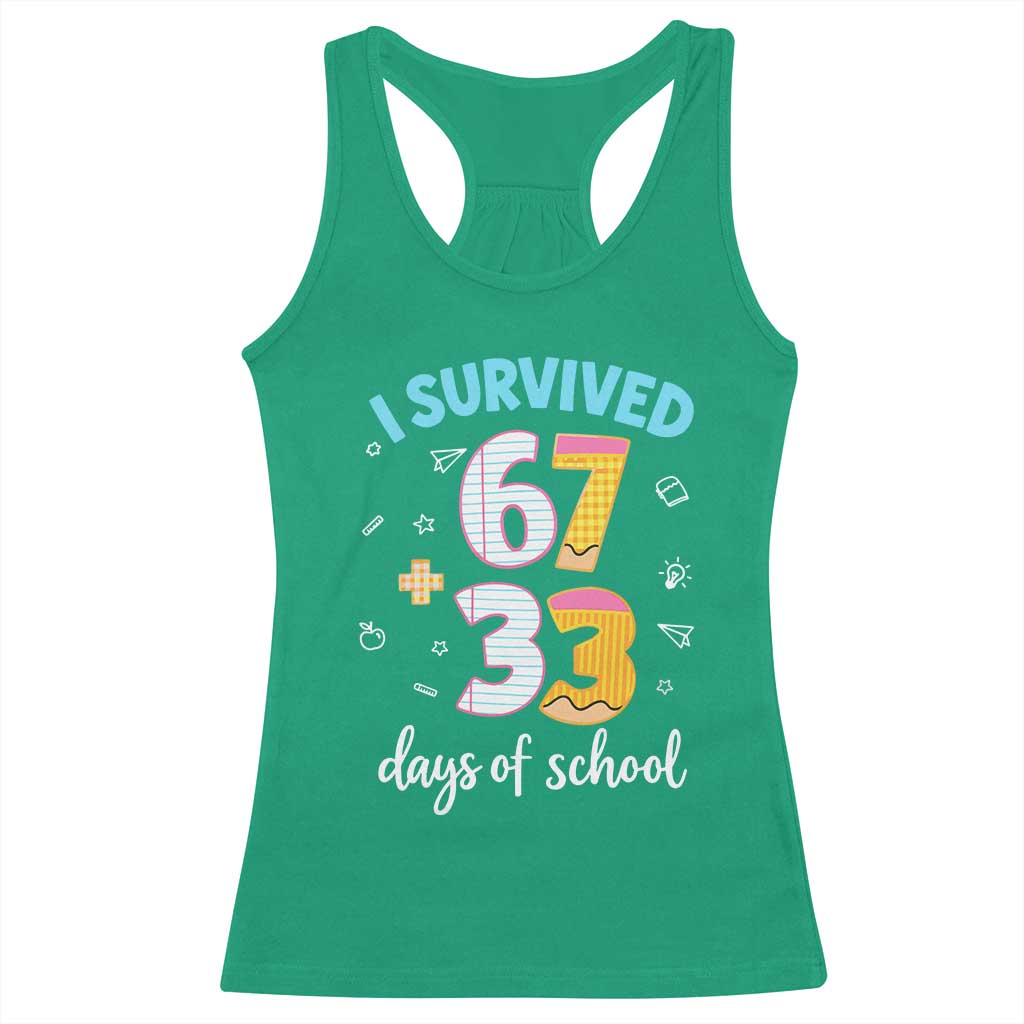 100 Days Of School 67 Funny Six Seven Meme Racerback Tank Top