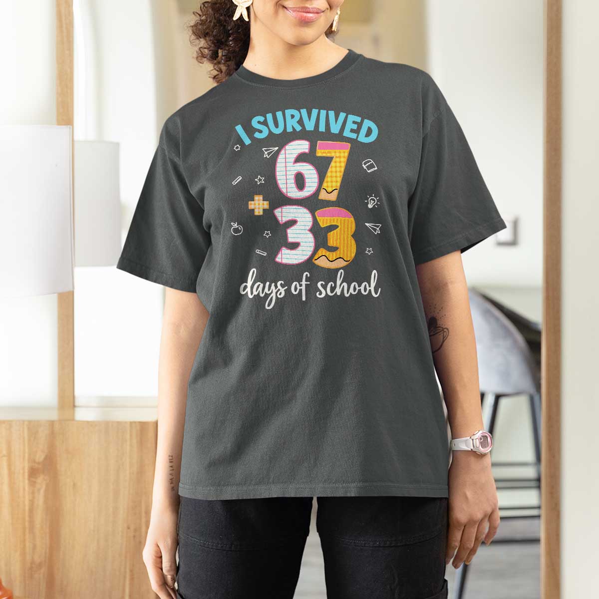 100 Days Of School 67 Funny Six Seven Meme T Shirt For Women