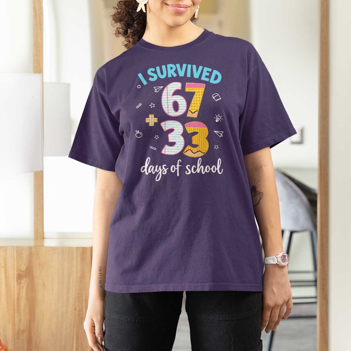 100 Days Of School 67 Funny Six Seven Meme T Shirt For Women