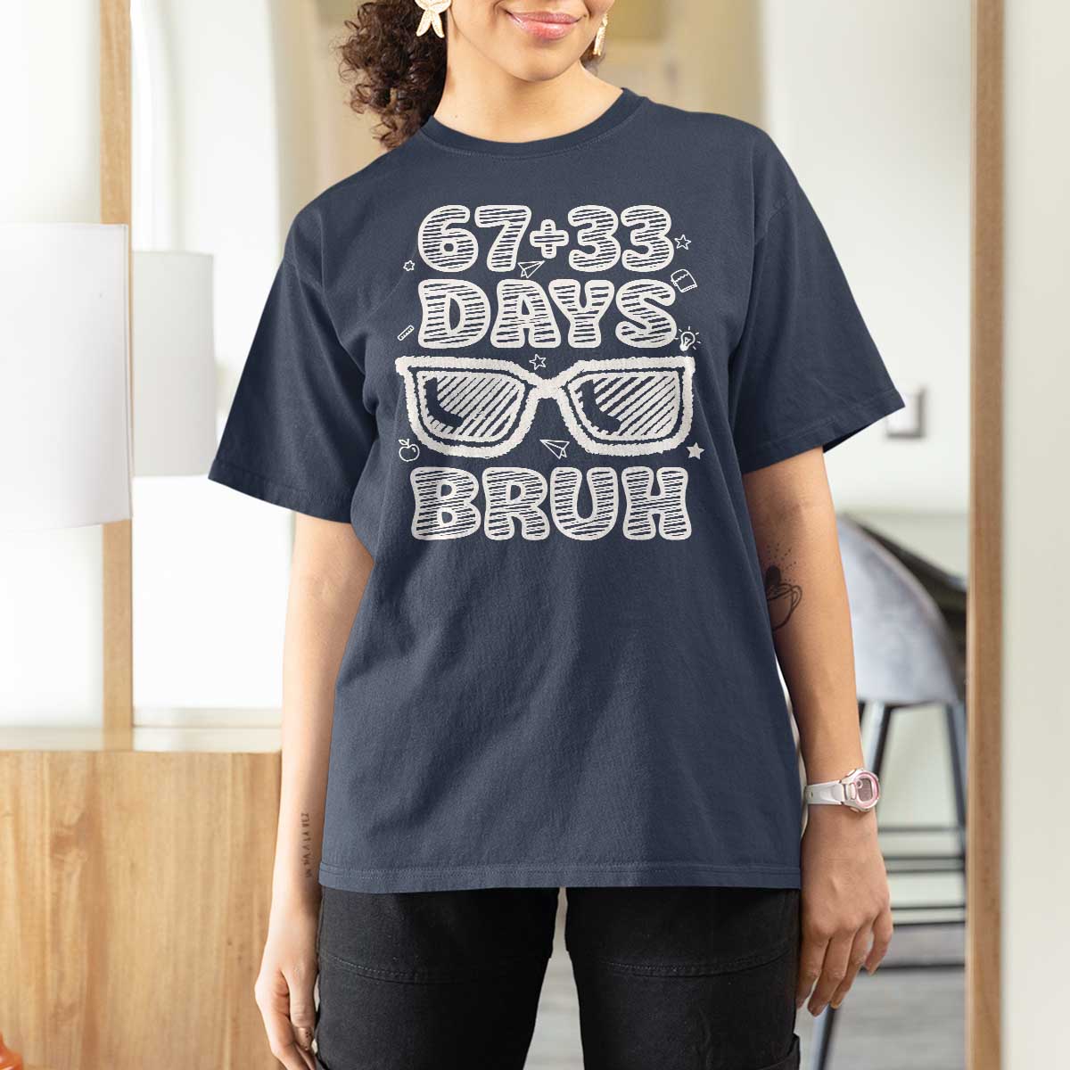 Bruh 100 Days Of School 67 T Shirt For Women Funny Six Seven Meme Sunglasses