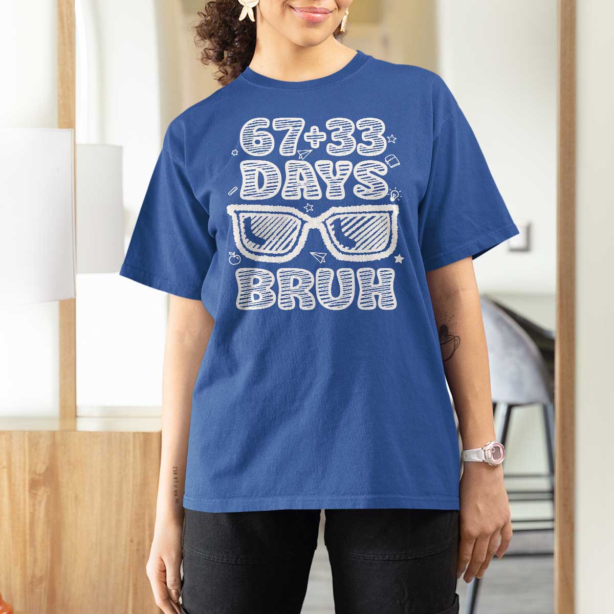 Bruh 100 Days Of School 67 T Shirt For Women Funny Six Seven Meme Sunglasses