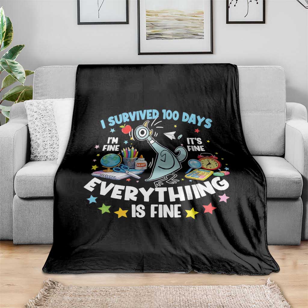 I Survived 100 Days Of School Throw Blanket Funny Pigeon 100th Day Teacher