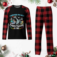 I Survived 100 Days Of School Plaid Pajama Set Funny Pigeon 100th Day Teacher