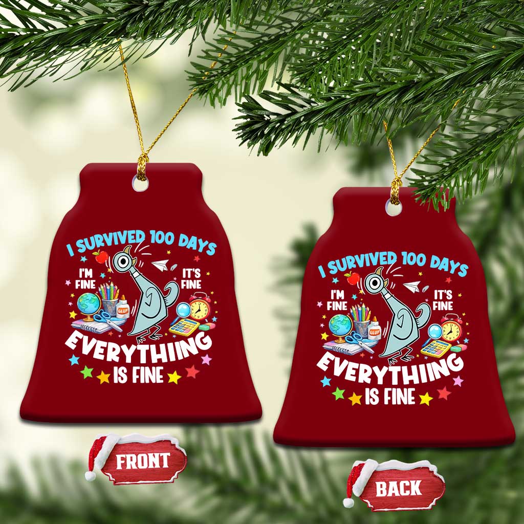 I Survived 100 Days Of School Ceramic Ornament Funny Pigeon 100th Day Teacher