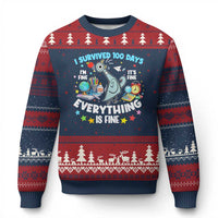 I Survived 100 Days Of School Ugly Christmas Sweater Funny Pigeon 100th Day Teacher