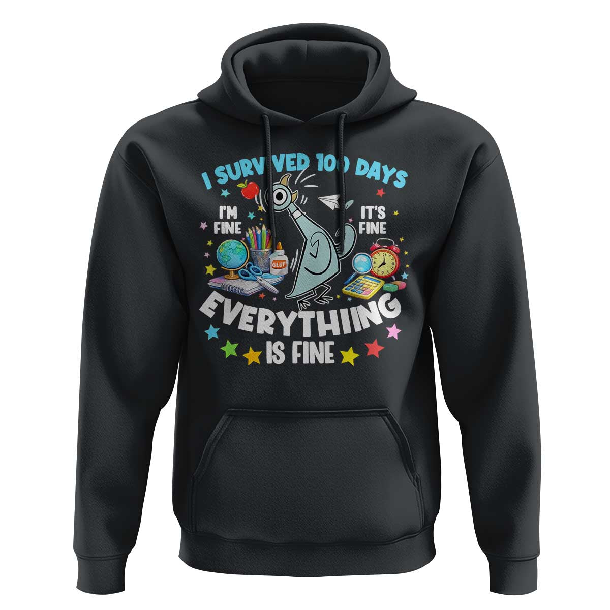 I Survived 100 Days Of School Hoodie Funny Pigeon 100th Day Teacher