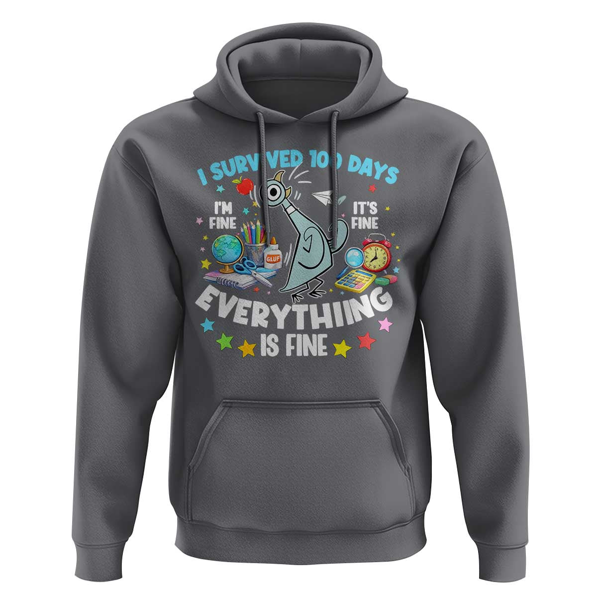 I Survived 100 Days Of School Hoodie Funny Pigeon 100th Day Teacher