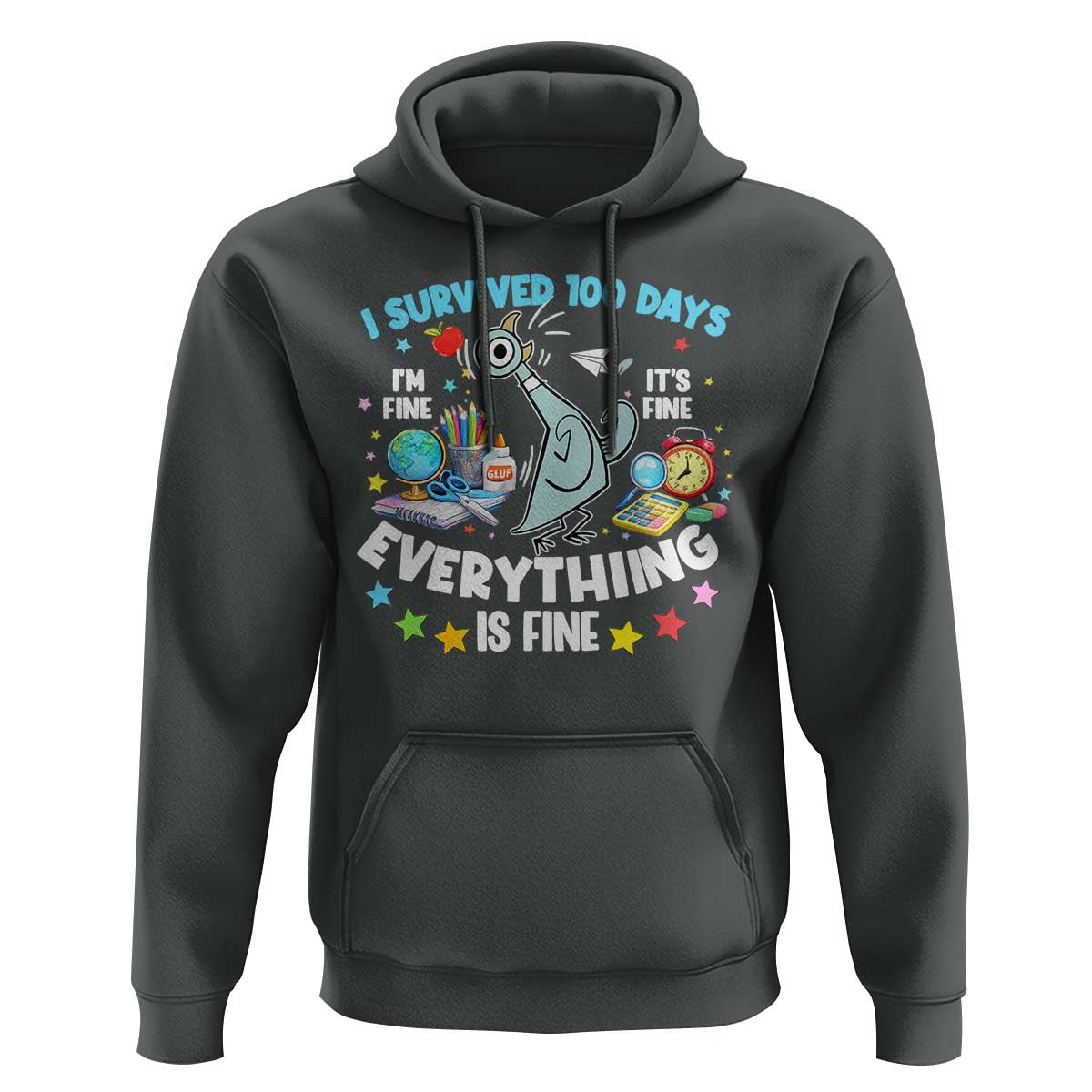 I Survived 100 Days Of School Hoodie Funny Pigeon 100th Day Teacher