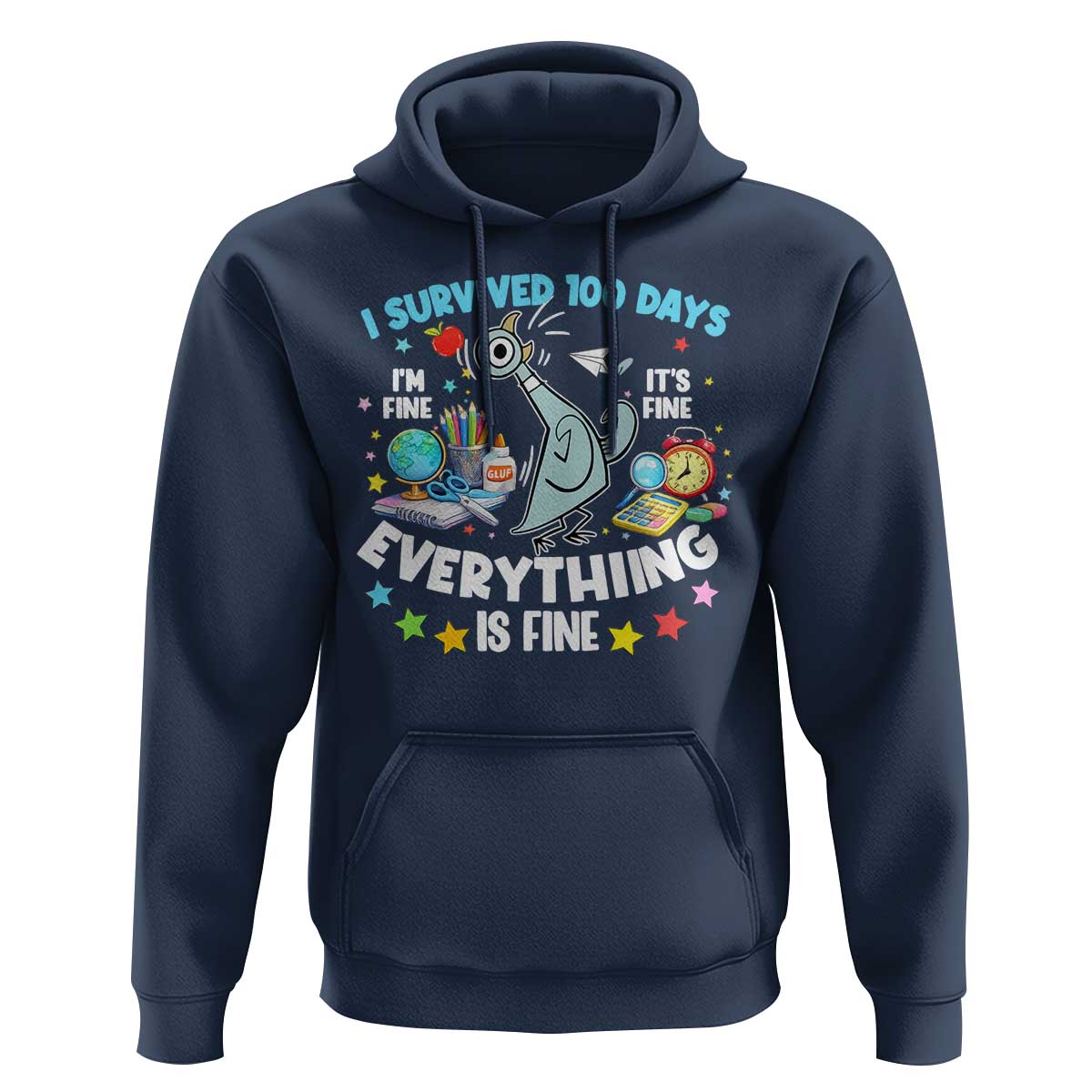 I Survived 100 Days Of School Hoodie Funny Pigeon 100th Day Teacher