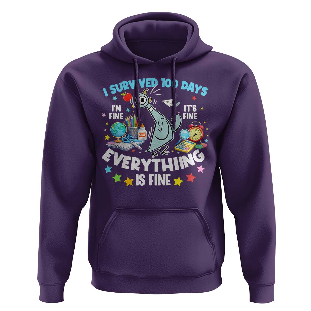 I Survived 100 Days Of School Hoodie Funny Pigeon 100th Day Teacher