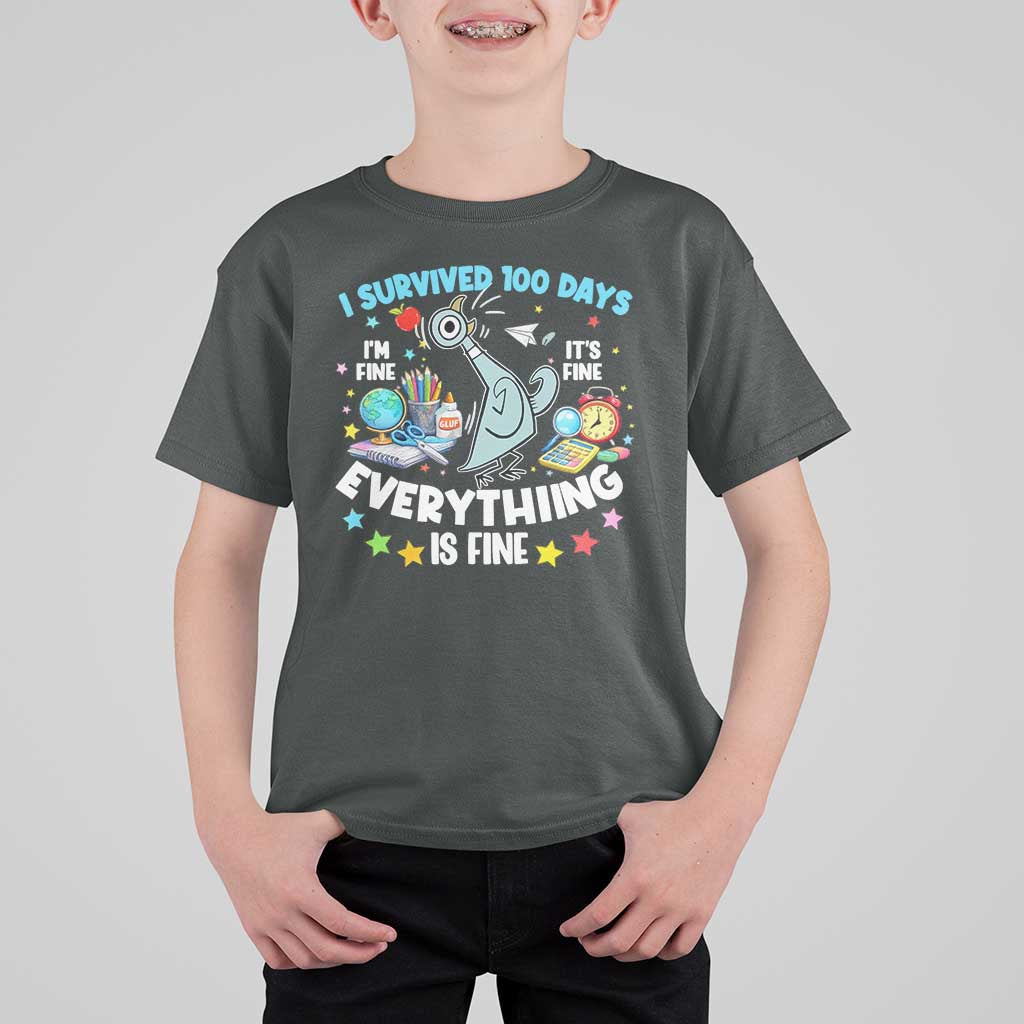 I Survived 100 Days Of School T Shirt For Kid Funny Pigeon 100th Day Teacher