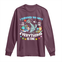 I Survived 100 Days Of School Long Sleeve Shirt Funny Pigeon 100th Day Teacher