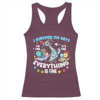 I Survived 100 Days Of School Racerback Tank Top Funny Pigeon 100th Day Teacher