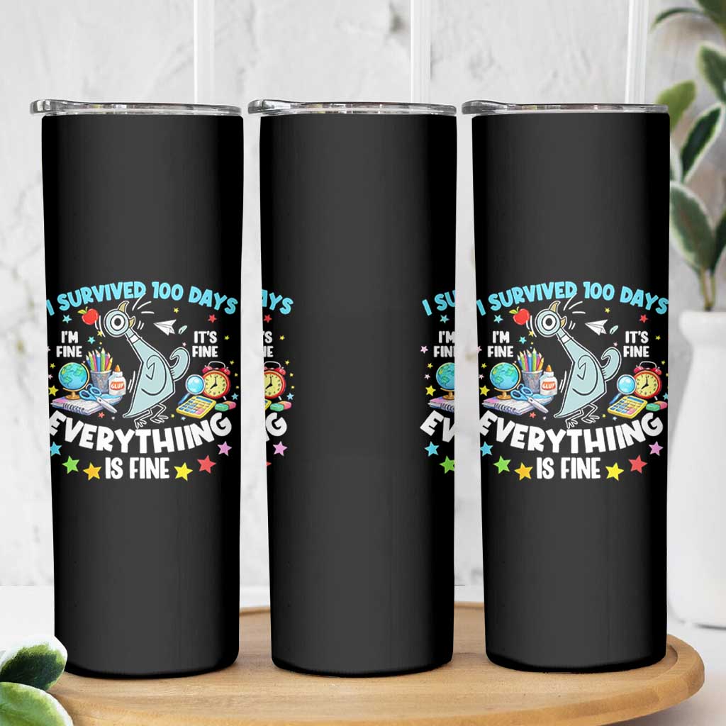 I Survived 100 Days Of School Skinny Tumbler Funny Pigeon 100th Day Teacher