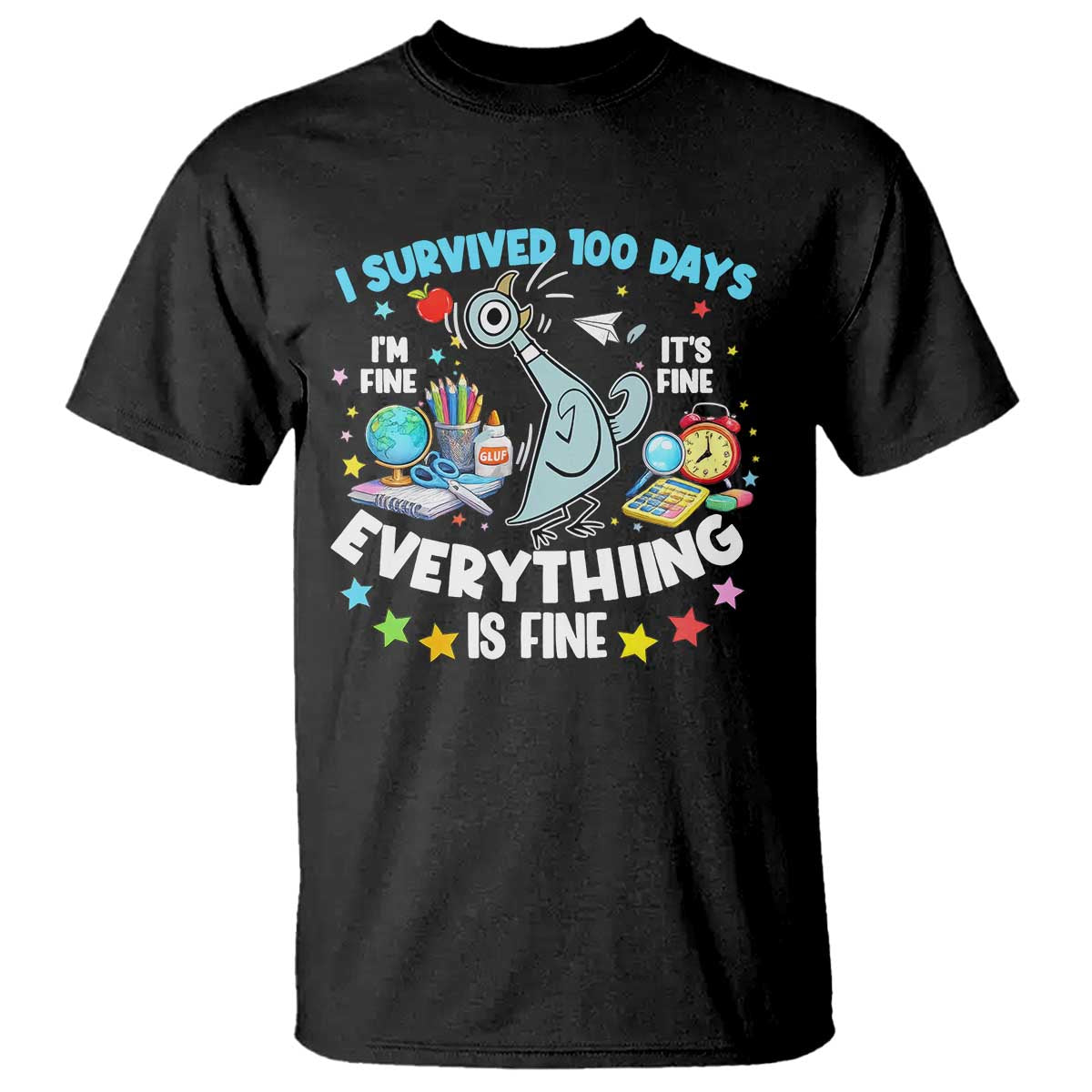 I Survived 100 Days Of School T Shirt Funny Pigeon 100th Day Teacher