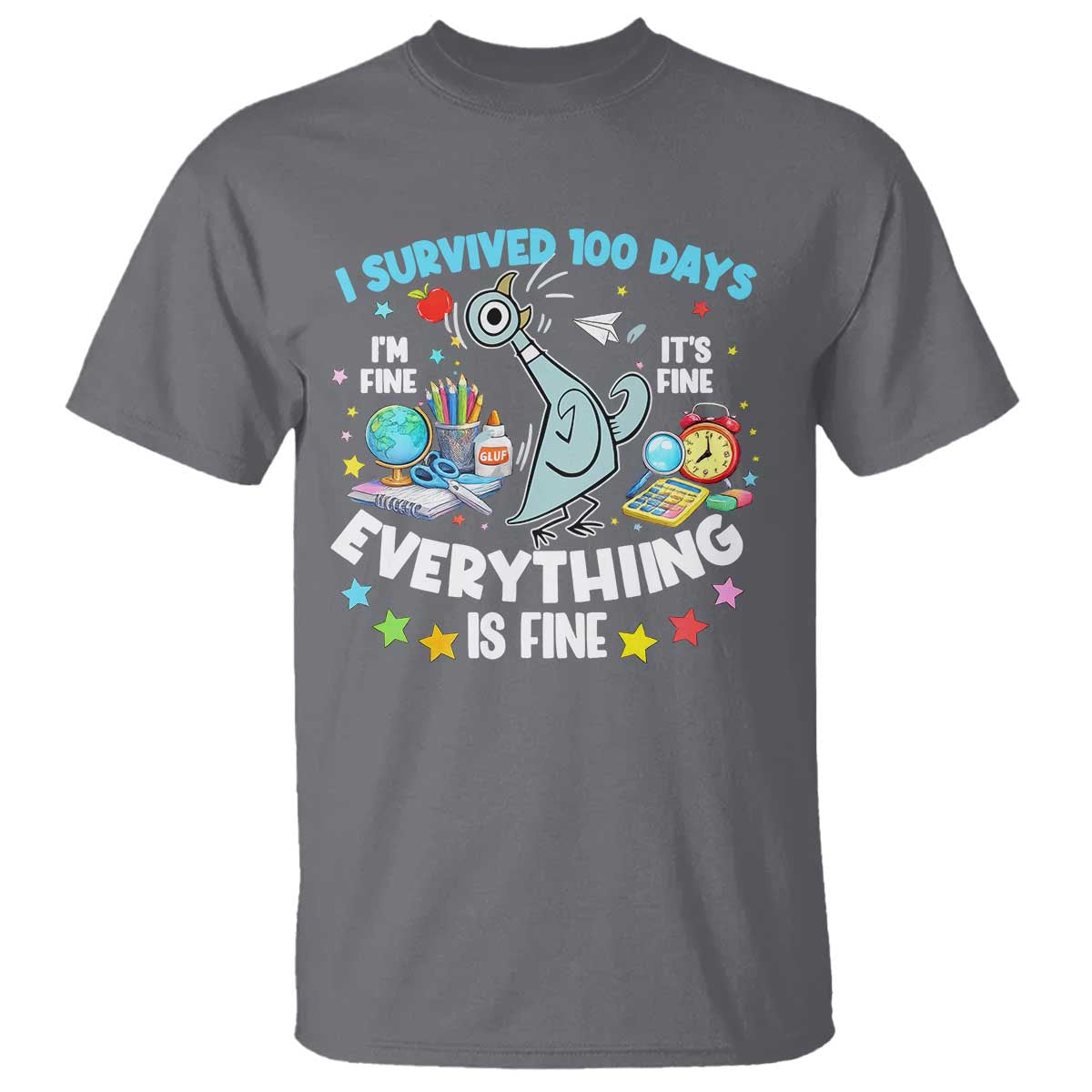 I Survived 100 Days Of School T Shirt Funny Pigeon 100th Day Teacher