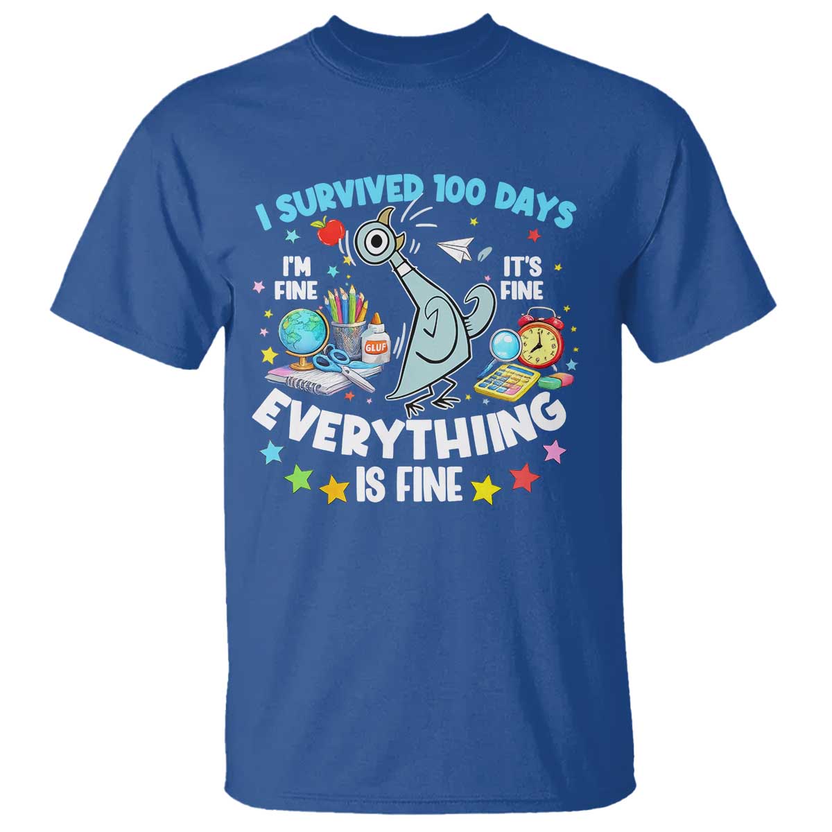 I Survived 100 Days Of School T Shirt Funny Pigeon 100th Day Teacher