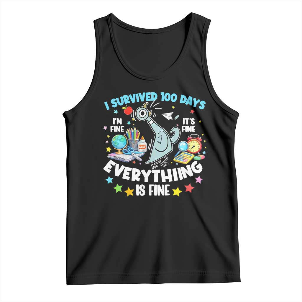 I Survived 100 Days Of School Tank Top Funny Pigeon 100th Day Teacher