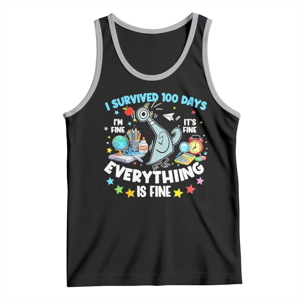 I Survived 100 Days Of School Tank Top Funny Pigeon 100th Day Teacher