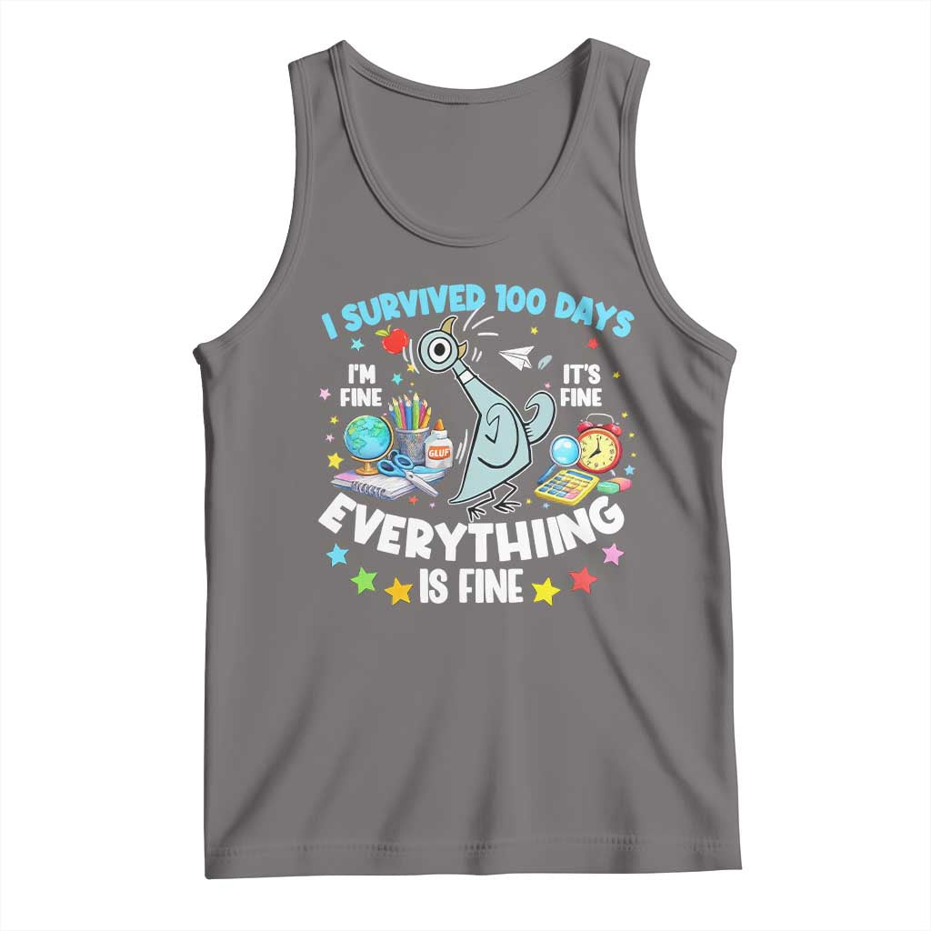 I Survived 100 Days Of School Tank Top Funny Pigeon 100th Day Teacher