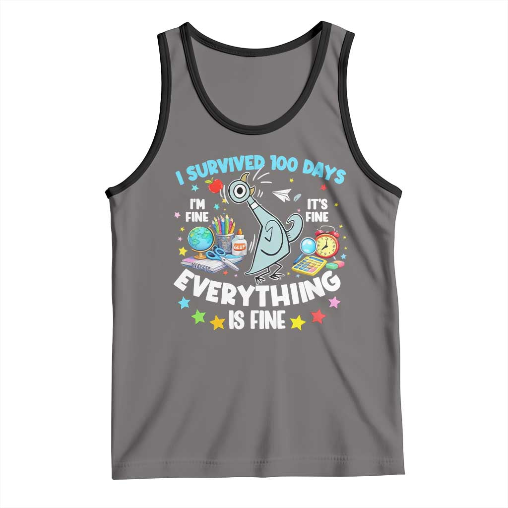 I Survived 100 Days Of School Tank Top Funny Pigeon 100th Day Teacher