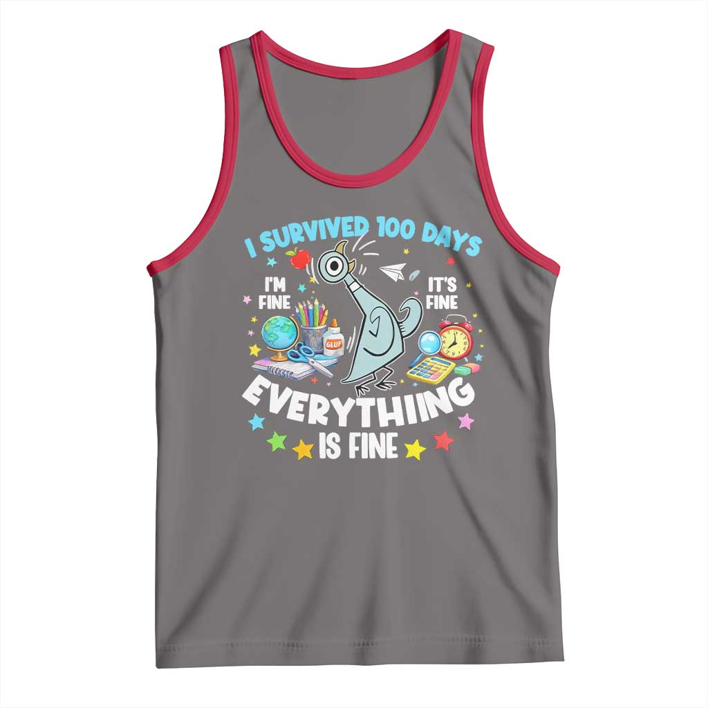 I Survived 100 Days Of School Tank Top Funny Pigeon 100th Day Teacher