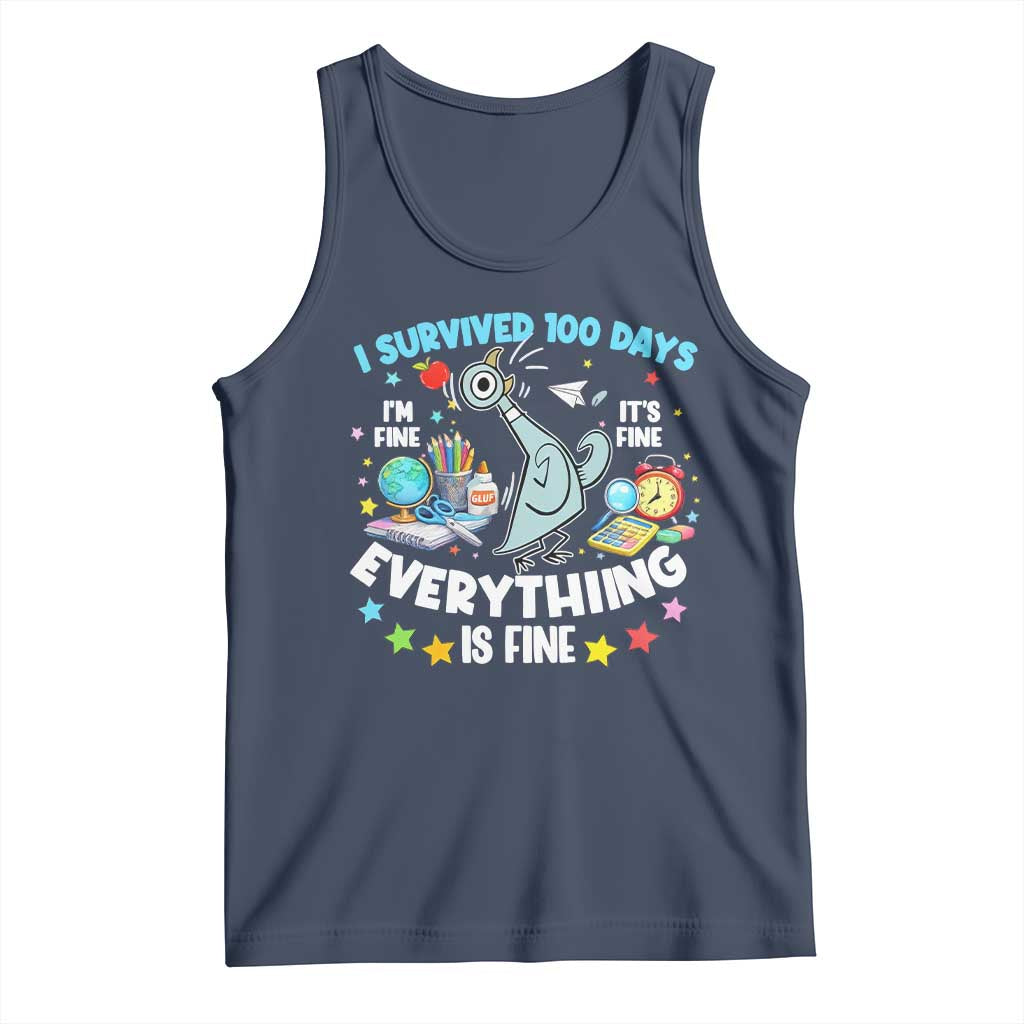 I Survived 100 Days Of School Tank Top Funny Pigeon 100th Day Teacher