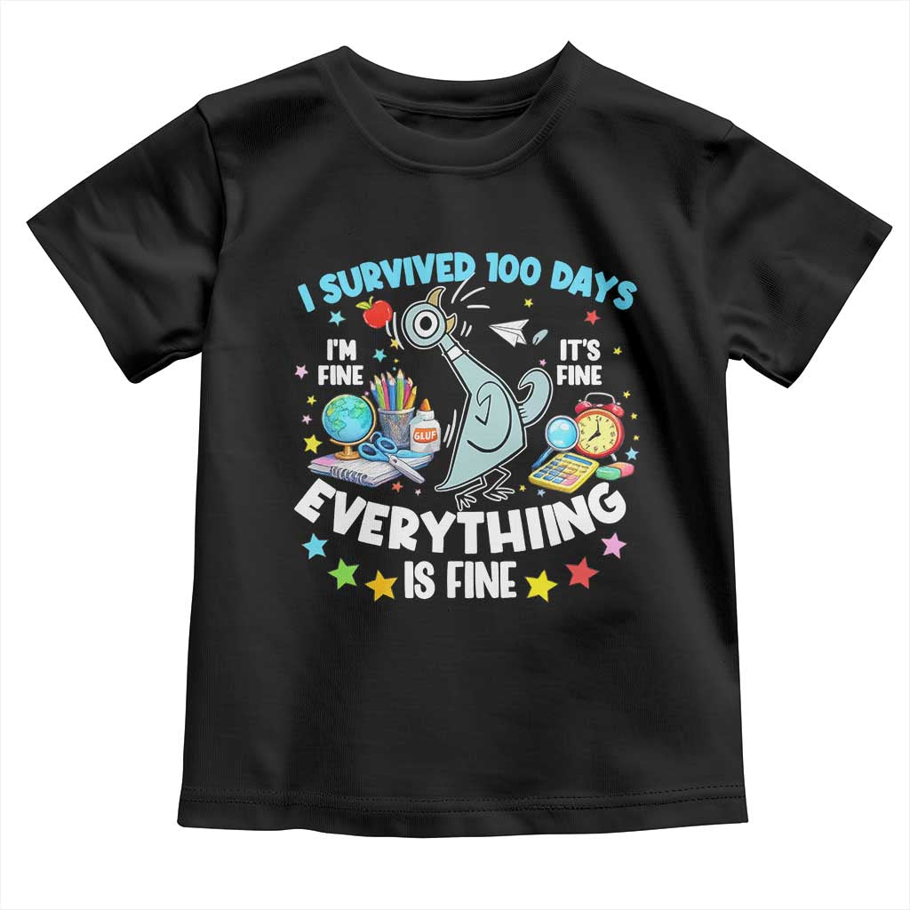 I Survived 100 Days Of School Toddler T Shirt Funny Pigeon 100th Day Teacher