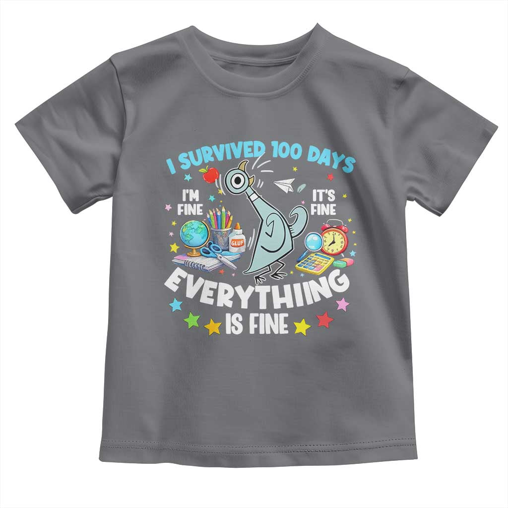 I Survived 100 Days Of School Toddler T Shirt Funny Pigeon 100th Day Teacher