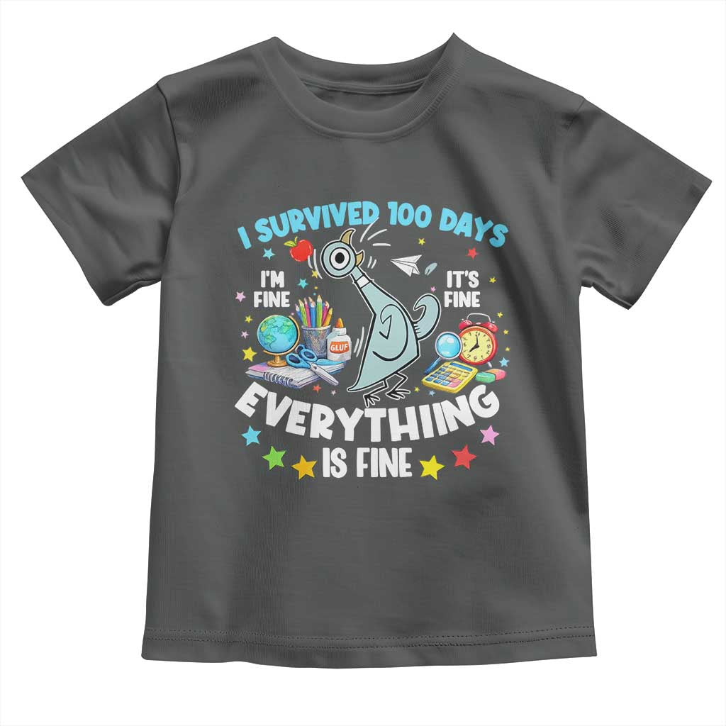 I Survived 100 Days Of School Toddler T Shirt Funny Pigeon 100th Day Teacher