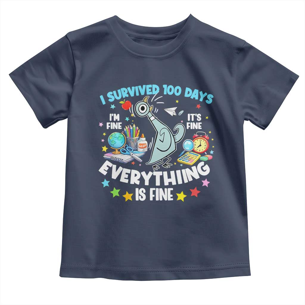I Survived 100 Days Of School Toddler T Shirt Funny Pigeon 100th Day Teacher