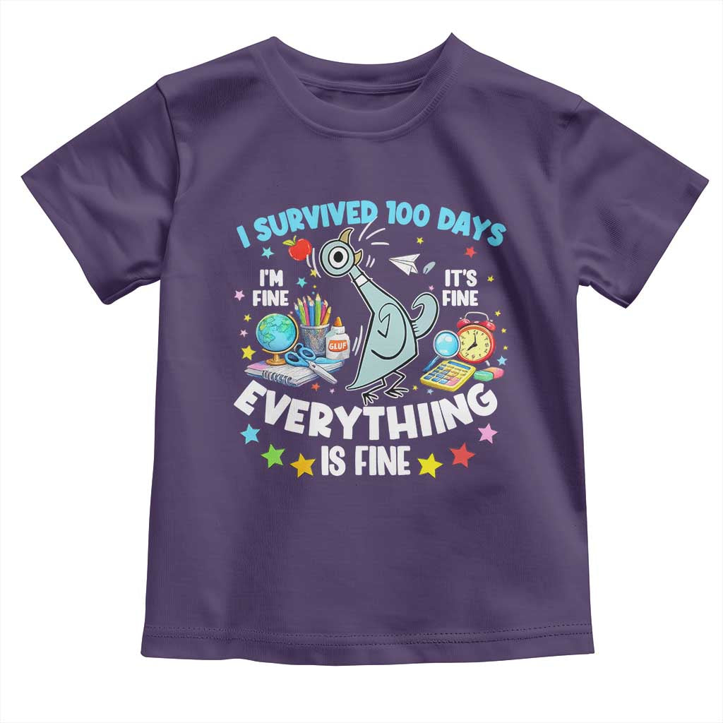 I Survived 100 Days Of School Toddler T Shirt Funny Pigeon 100th Day Teacher
