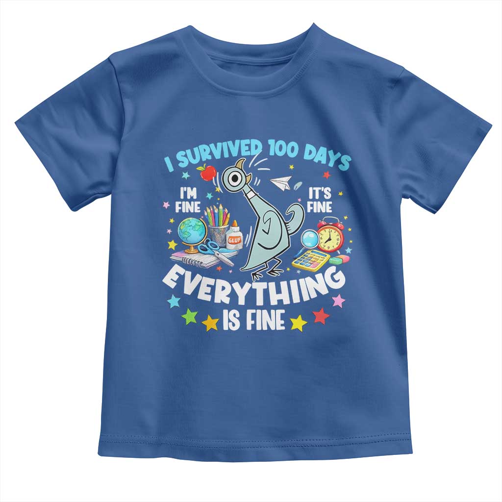 I Survived 100 Days Of School Toddler T Shirt Funny Pigeon 100th Day Teacher
