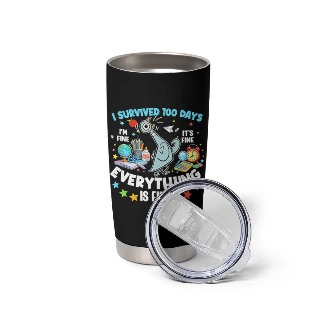 I Survived 100 Days Of School Tumbler Cup Funny Pigeon 100th Day Teacher