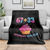 100th Day of School Girl Throw Blanket 67 33 100 Days Sprinkled With Fun Cupcake Six Seven Meme