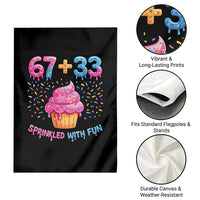 100th Day of School Girl Garden Flag 67 33 100 Days Sprinkled With Fun Cupcake Six Seven Meme