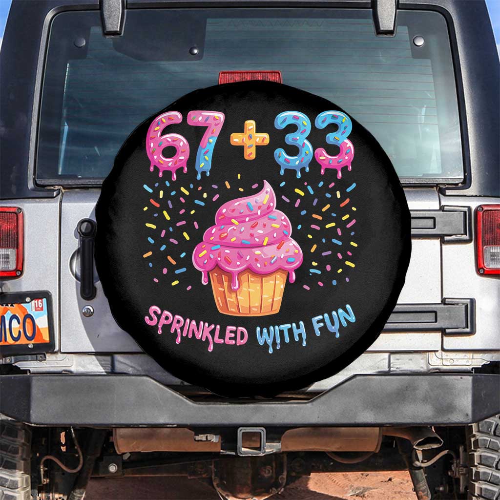 100th Day of School Girl Spare Tire Cover 67 33 100 Days Sprinkled With Fun Cupcake Six Seven Meme