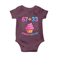 100th Day of School Girl Baby Onesie 67 33 100 Days Sprinkled With Fun Cupcake Six Seven Meme