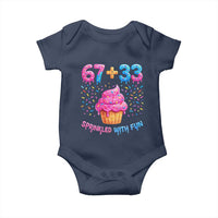 100th Day of School Girl Baby Onesie 67 33 100 Days Sprinkled With Fun Cupcake Six Seven Meme