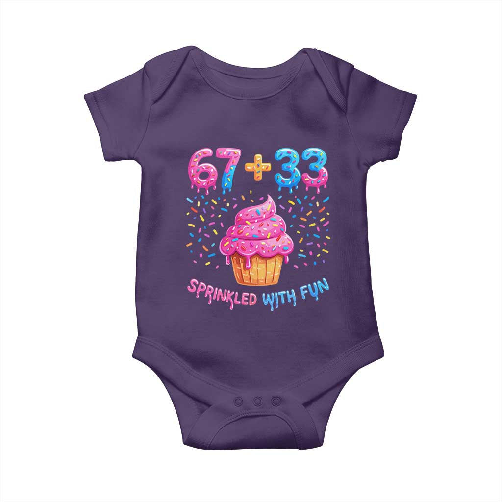 100th Day of School Girl Baby Onesie 67 33 100 Days Sprinkled With Fun Cupcake Six Seven Meme