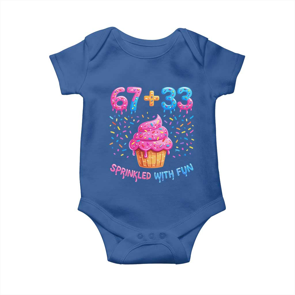 100th Day of School Girl Baby Onesie 67 33 100 Days Sprinkled With Fun Cupcake Six Seven Meme
