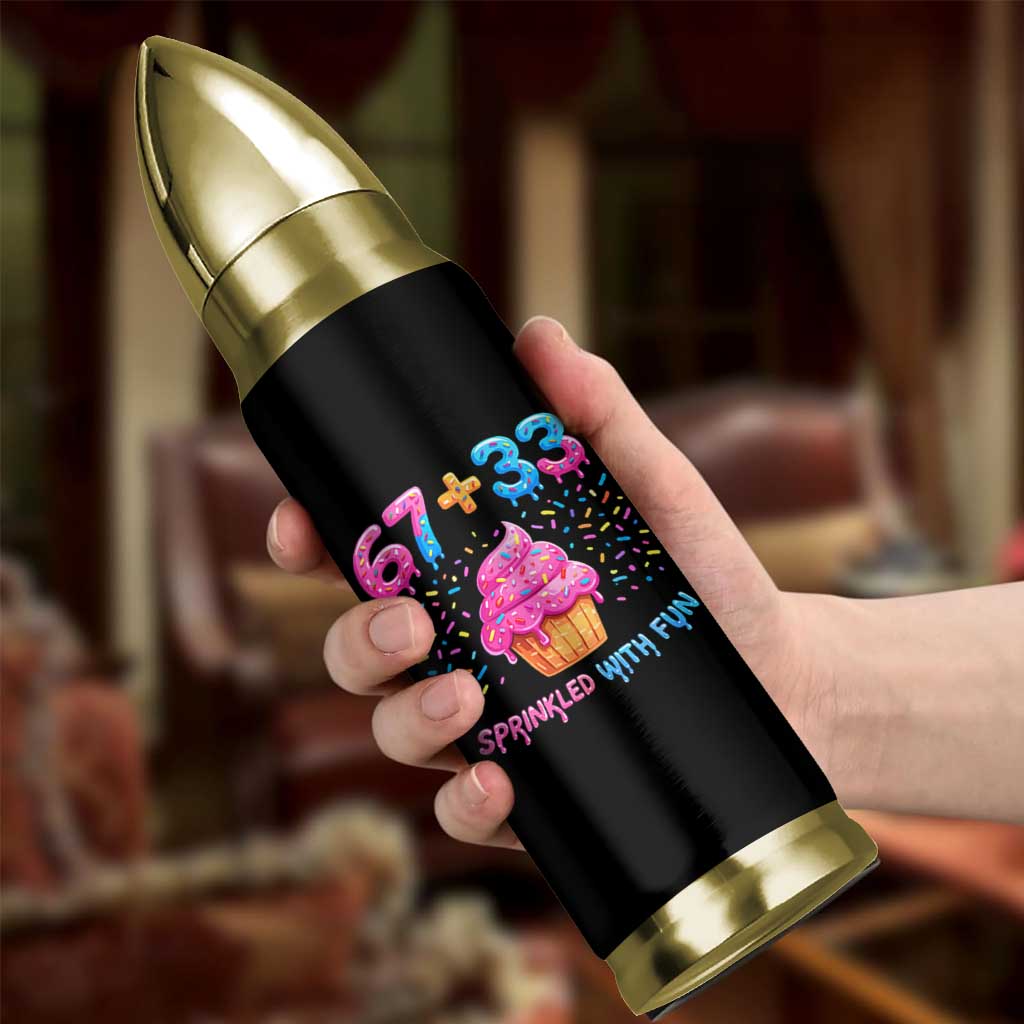100th Day of School Girl Bullet Tumbler 67 33 100 Days Sprinkled With Fun Cupcake Six Seven Meme