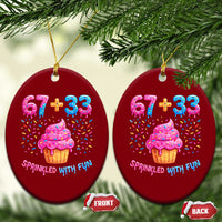 100th Day of School Girl Ceramic Ornament 67 33 100 Days Sprinkled With Fun Cupcake Six Seven Meme