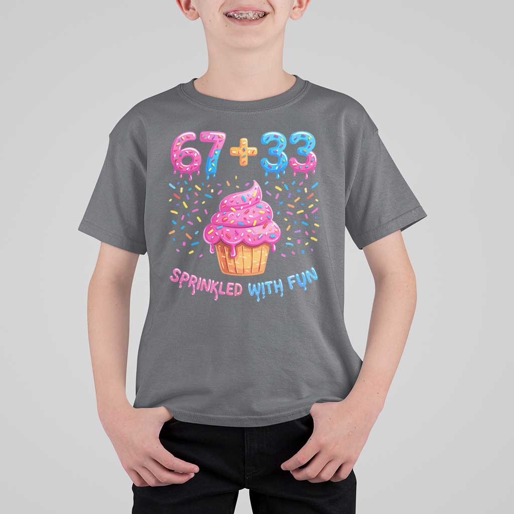 100th Day of School Girl T Shirt For Kid 67 33 100 Days Sprinkled With Fun Cupcake Six Seven Meme