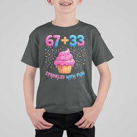 100th Day of School Girl T Shirt For Kid 67 33 100 Days Sprinkled With Fun Cupcake Six Seven Meme
