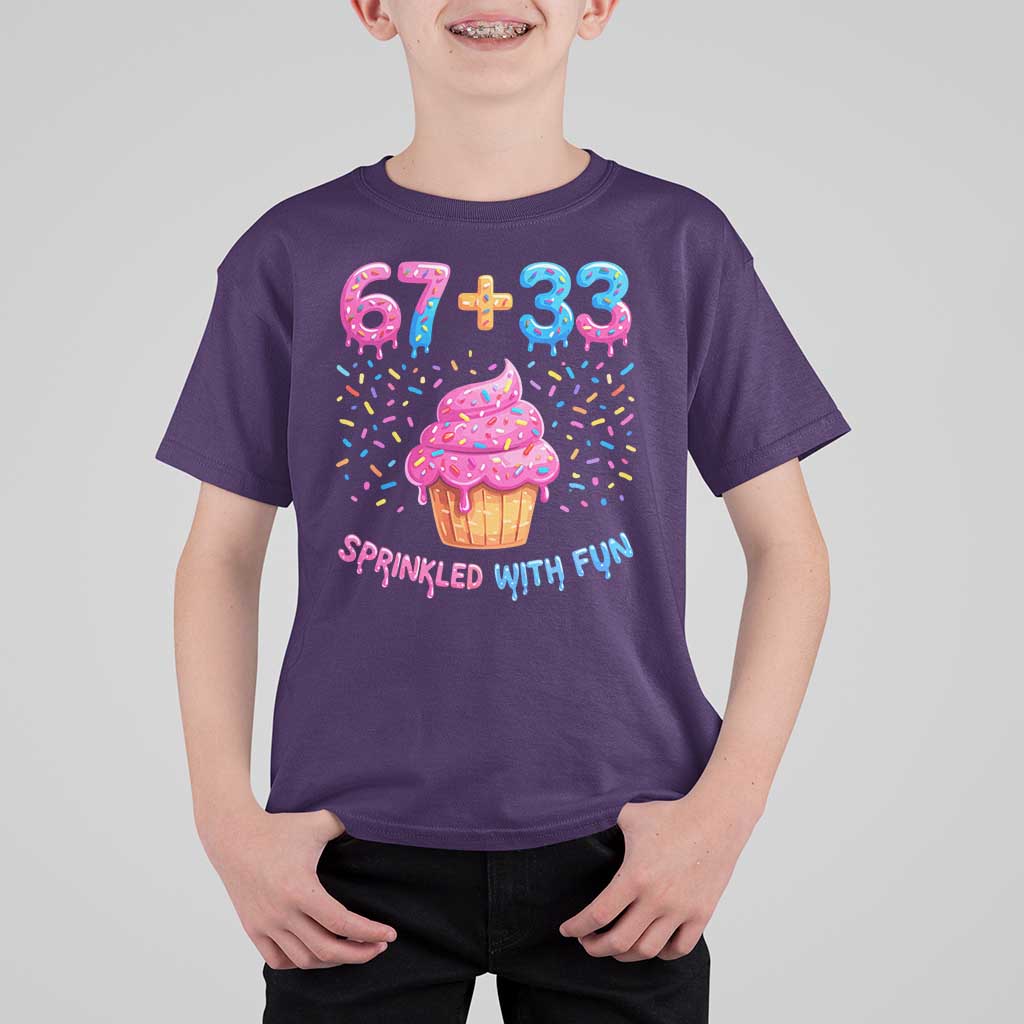 100th Day of School Girl T Shirt For Kid 67 33 100 Days Sprinkled With Fun Cupcake Six Seven Meme