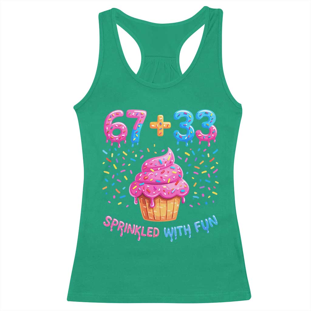 100th Day of School Girl Racerback Tank Top 67 33 100 Days Sprinkled With Fun Cupcake Six Seven Meme