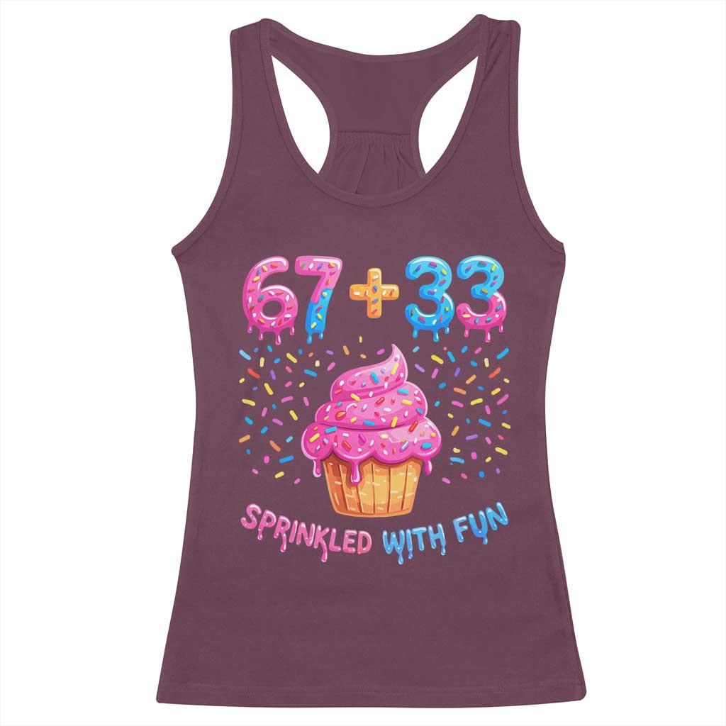 100th Day of School Girl Racerback Tank Top 67 33 100 Days Sprinkled With Fun Cupcake Six Seven Meme