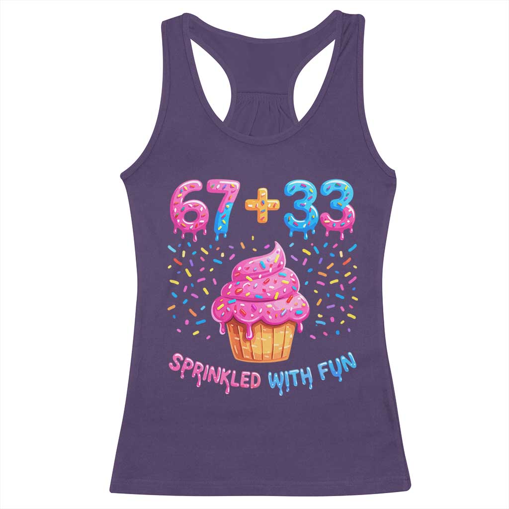 100th Day of School Girl Racerback Tank Top 67 33 100 Days Sprinkled With Fun Cupcake Six Seven Meme