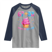 100th Day of School Girl Raglan Shirt 67 33 100 Days Sprinkled With Fun Cupcake Six Seven Meme